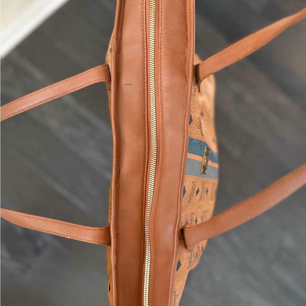 MCM Tan Shoulder Bag with Blue Stripe - Picture 8 of 8